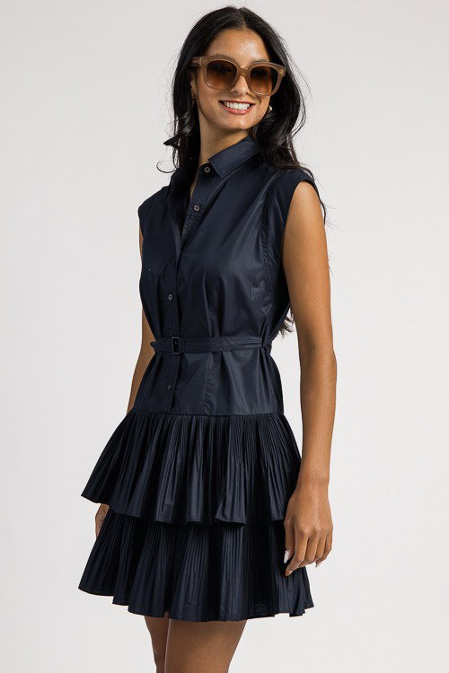 Ragna Feathered Sleeveless Mini Dress in Blue